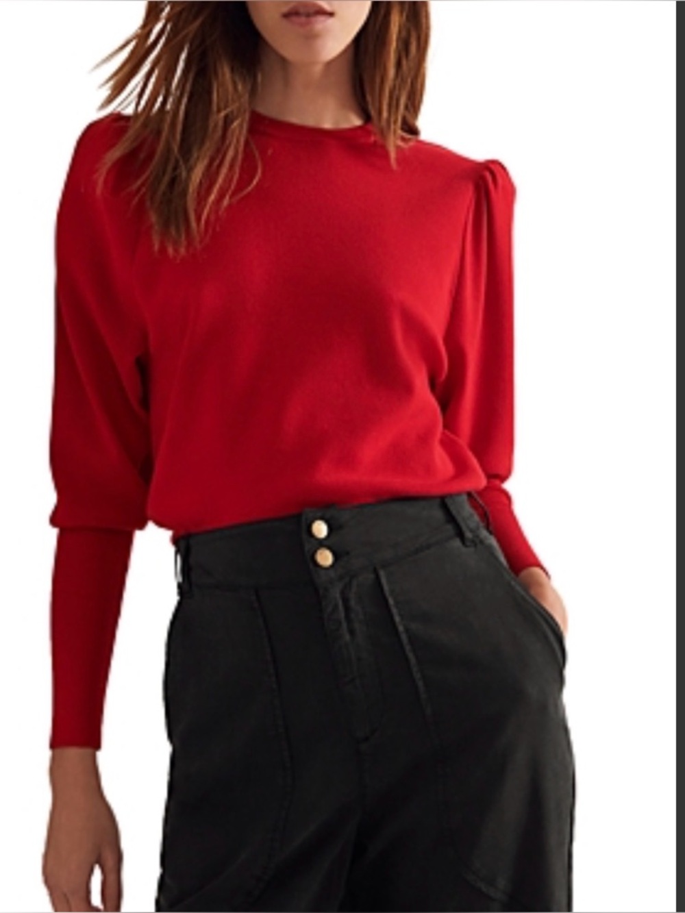 ba&sh Red Sady puff-sleeve Sweater L - Picture 4 of 14